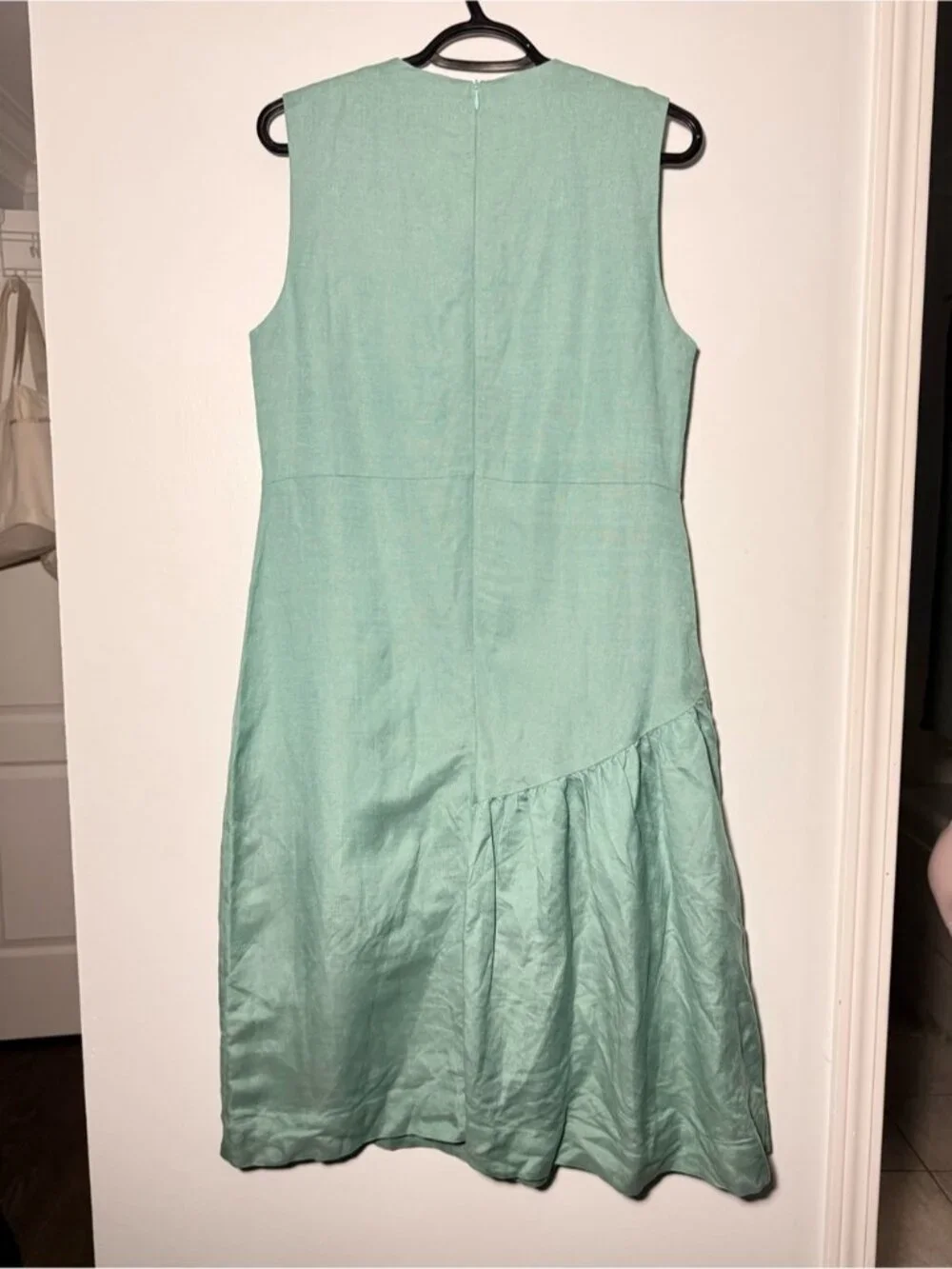 NWOT Udel New York Linen Sleeveless Mint Midi Dress with Pink Bow Details size M